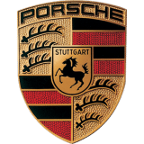 porsche logo in gold, schwarz und rot