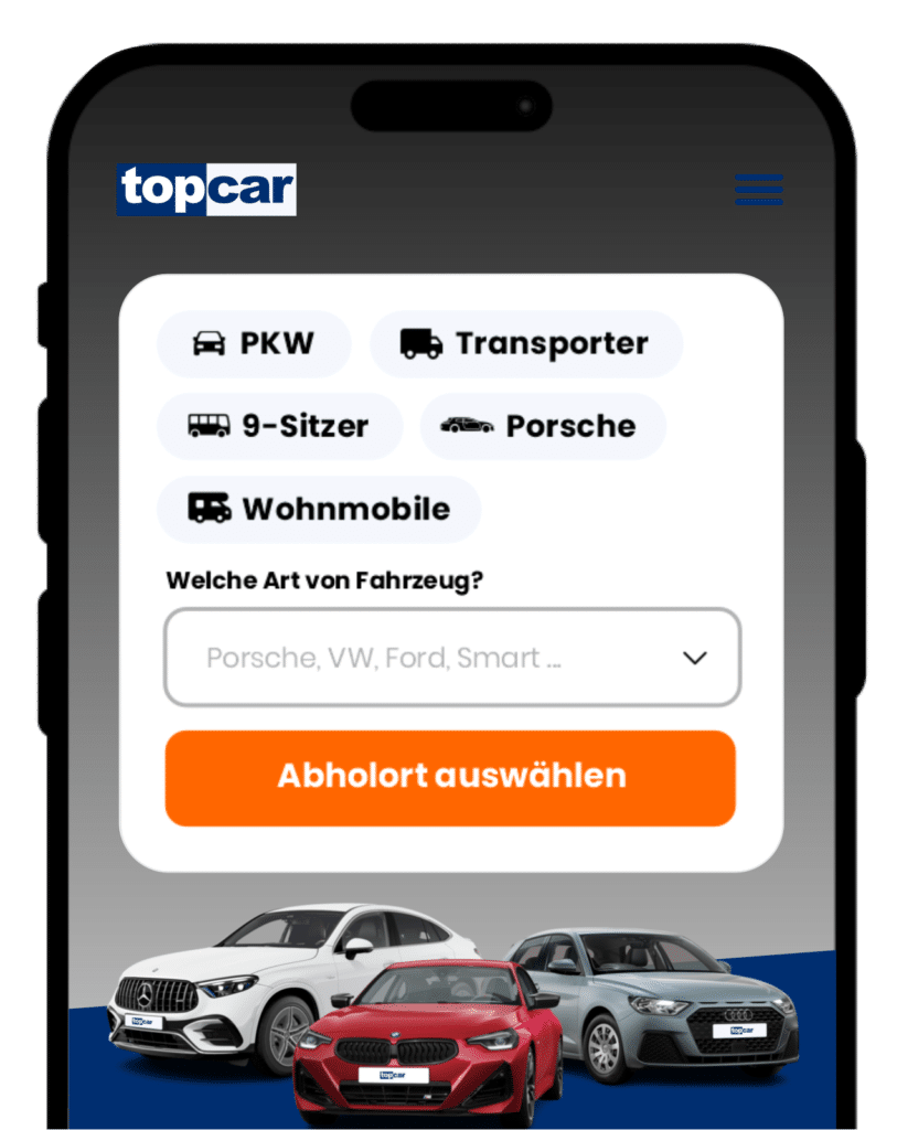 smartphone grafik mit 3 fahrzeugen