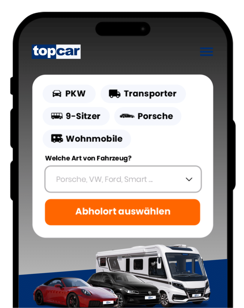 smartphone grafik mit 3 fahrzeugen