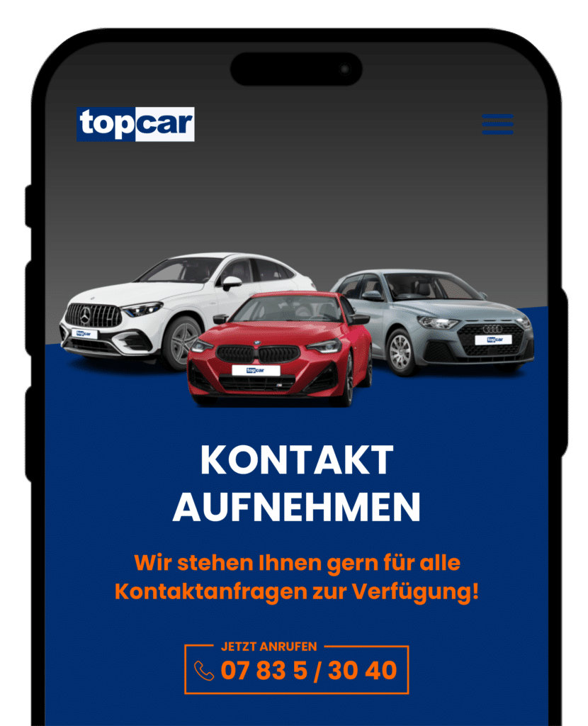 smartphone grafik mit 3 pkw fahrzeugen