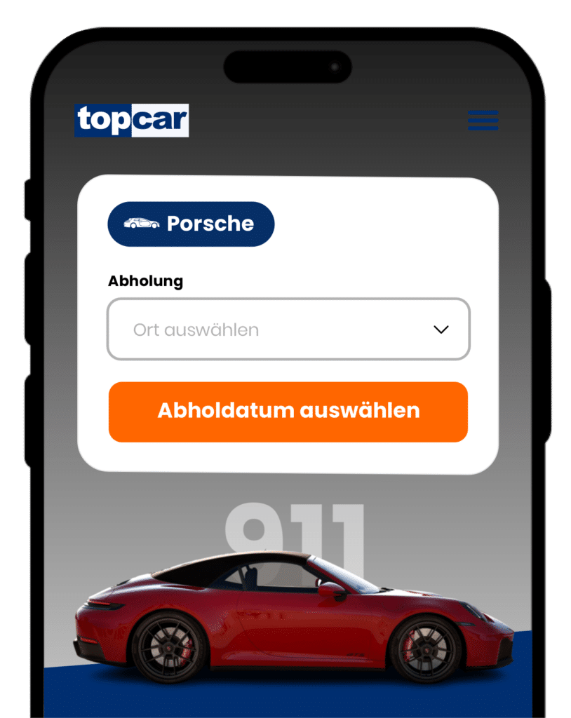 smartphone grafik mit roten porsche 911 carerra 4 gts cabrio