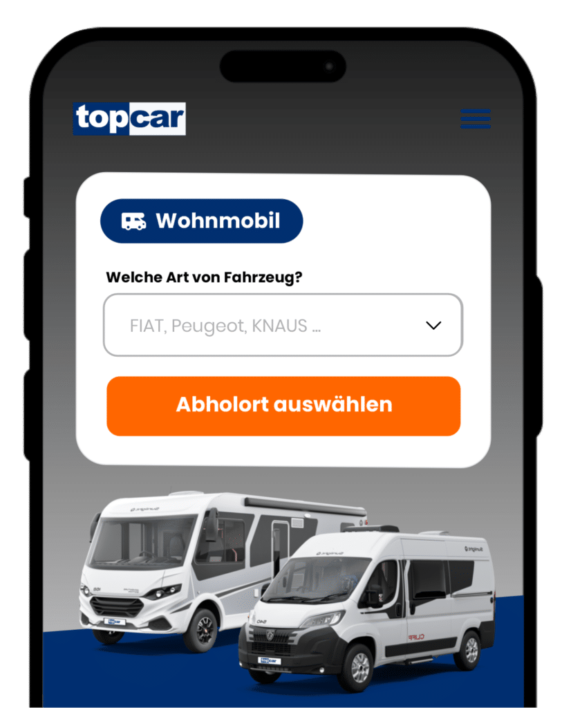 smartphone grafik mit 2 wohnmobilen